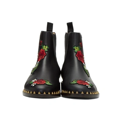 Shop Charlotte Olympia Black Floral Studded Chelsea Boots In 001 Black