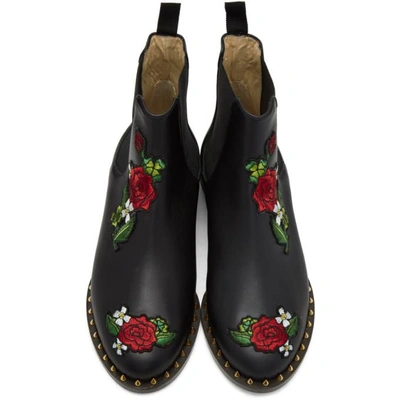 Shop Charlotte Olympia Black Floral Studded Chelsea Boots In 001 Black