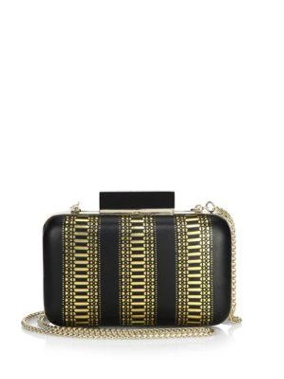 Alice And Olivia Shirley Laser Clutch In Black-gold