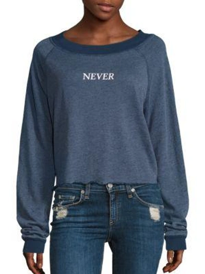 Wildfox Never Ending Weekend Cropped Sweatshirt In After Midnight Blue
