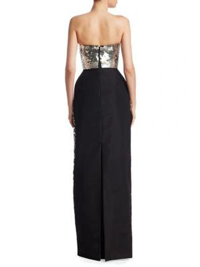 Shop Oscar De La Renta Silk Sequin Gown In Black