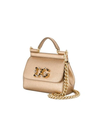 Shop Dolce & Gabbana Sicily Mini Shoulder Bag - Metallic