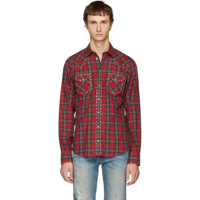 Shop Dolce & Gabbana Dolce And Gabbana Red Western Shirt In S8101 Red Plaid