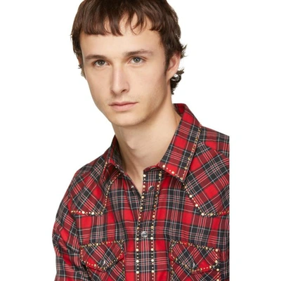 Shop Dolce & Gabbana Dolce And Gabbana Red Western Shirt In S8101 Red Plaid