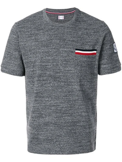 Shop Moncler Striped Pocket T-shirt - Grey