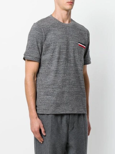 Shop Moncler Striped Pocket T-shirt - Grey