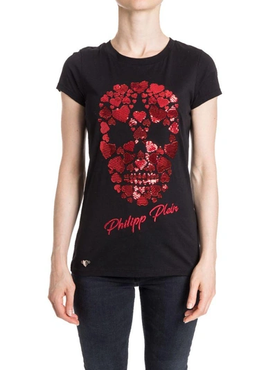 Shop Philipp Plein Albany Love Cotton T-shirt In Black