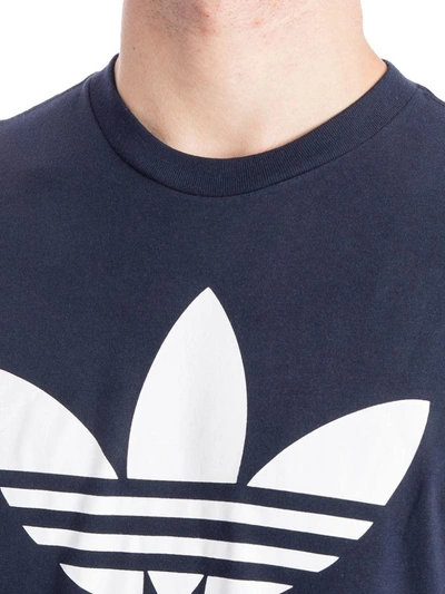 Shop Adidas Originals Original Trefoil Cotton T-shirt In Navy