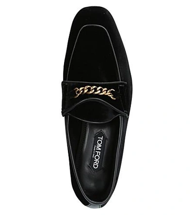 Shop Tom Ford Valois Chain-detail Velvet Loafers In Black