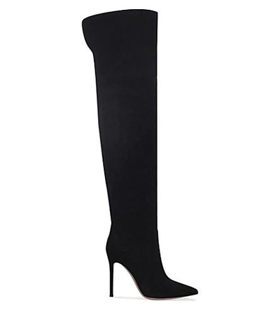 Shop Gianvito Rossi Rennes 105 Suede Over-the Knee Boots In Black