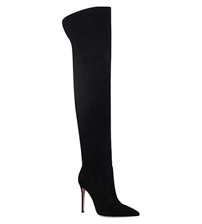 Shop Gianvito Rossi Rennes 105 Suede Over-the Knee Boots In Black