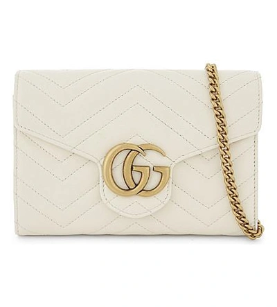 Shop Gucci Marmont Leather Cross-body Bag In White