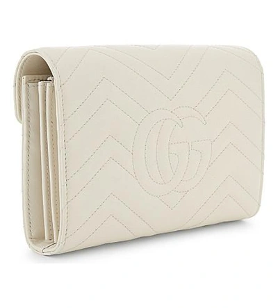 Shop Gucci Marmont Leather Cross-body Bag In White