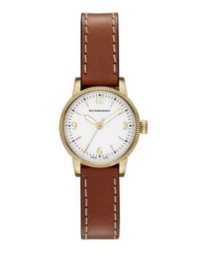 Shop Burberry The Utilitarian Leather-strap Watch In Brown