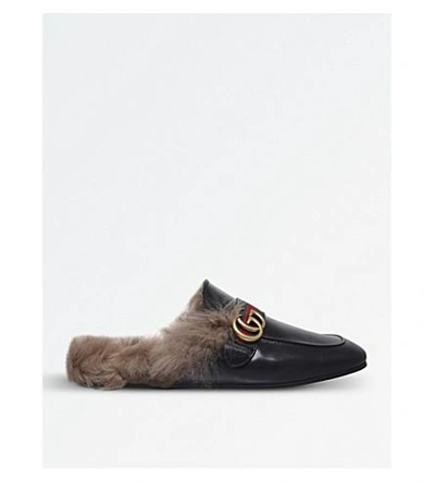 Shop Gucci Princetown Backless Leather Slippers In Black