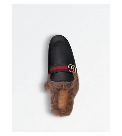 Shop Gucci Princetown Backless Leather Slippers In Black