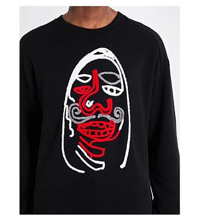 Shop Haculla Face-embroidered Cotton Sweatshirt In Black
