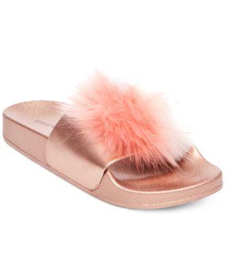 steve madden fur slide sandals