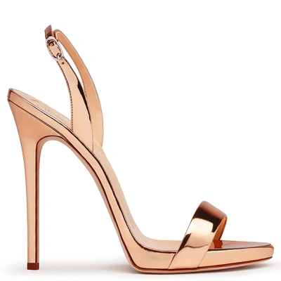 Shop Giuseppe Zanotti Mirrored Patent Leather 'sophie' Sandal Sophie In Bronze