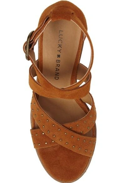 Shop Lucky Brand Kesey Block Heel Sandal In Cafe Suede