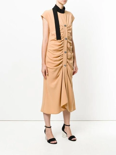 Shop Marni Ruched Scarf Detail Dress - Nude & Neutrals