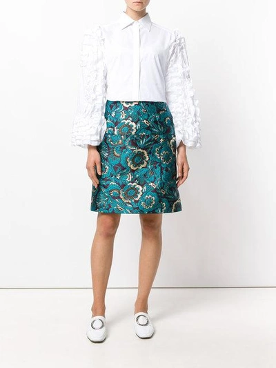 Shop Dolce & Gabbana Brocade Skirt In Blue