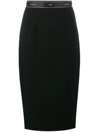 Shop Dolce & Gabbana Logo Band Pencil Skirt In Black