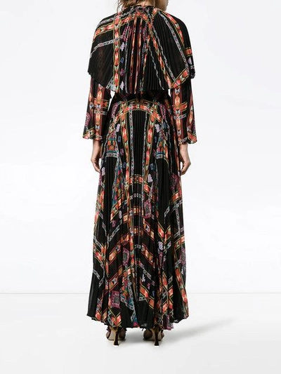 Etro Cape-effect Printed Plissé Silk-chiffon Gown