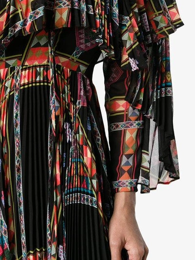 Etro Cape-effect Printed Plissé Silk-chiffon Gown