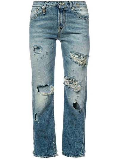 Shop R13 Distressed Boyfriend Jeans - Blue
