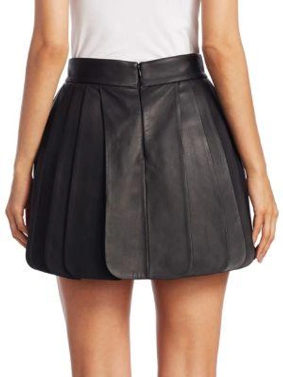 Shop Brandon Maxwell Leather Petal Skirt In Black