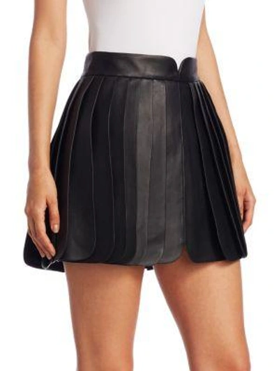 Shop Brandon Maxwell Leather Petal Skirt In Black