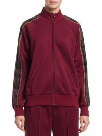 Shop Marc Jacobs Track Zip Jacket In Burgundy Multi