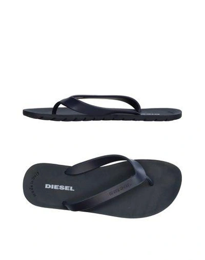 Shop Diesel Toe Strap Sandals In Dark Blue