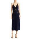 JONATHAN SIMKHAI Lace-Trim Velvet Midi Dress