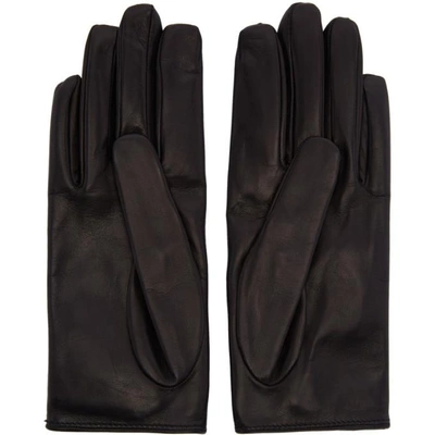 Shop Gucci Black Leather Heart Bow Gloves In 1060 Black