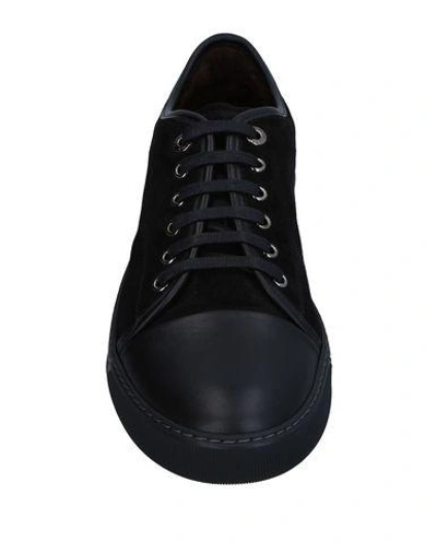 Lanvin Suede And Leather Cap-toe Sneakers In Black