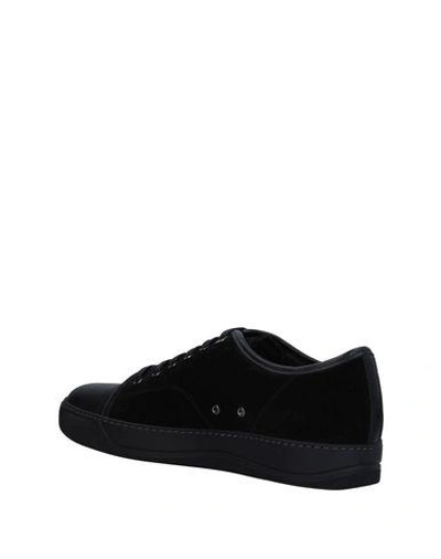 Lanvin Suede And Leather Cap-toe Sneakers In Black