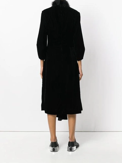 Shop Simone Rocha Faux Fur Collar Dress In Black