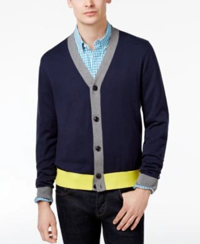 Tommy Hilfiger Men&#039;s Colorblocked Cotton Cardigan In Navy