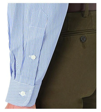 Shop Polo Ralph Lauren Standard-fit Single-cuff Striped Cotton Shirt In Blue Wht Stripe