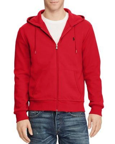Shop Polo Ralph Lauren Double-knit Full-zip Hoodie In Ralph Red