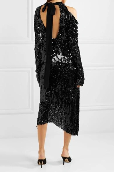 Shop Magda Butrym Blackpool Cold-shoulder Sequined Knitted Midi Dress