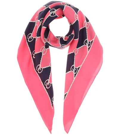Gucci Printed Silk Scarf In Pink