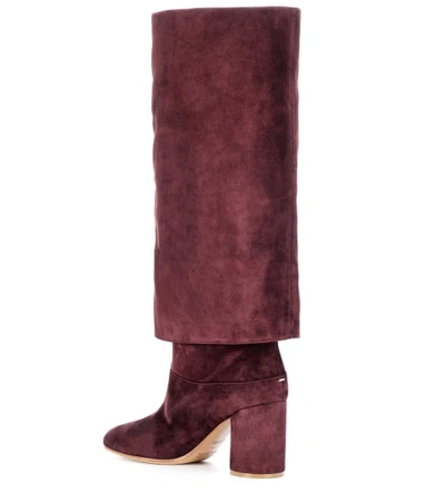 Shop Maison Margiela Suede Boots In Dark Purple