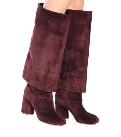 Shop Maison Margiela Suede Boots In Dark Purple