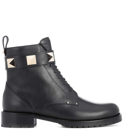 Shop Valentino Leather Ankle Boots In Black