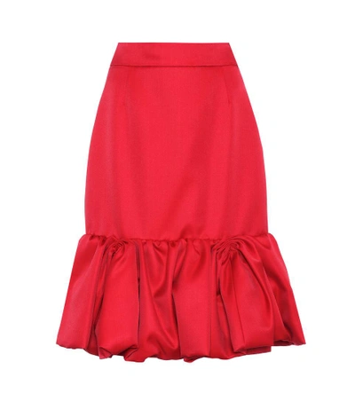 Prada Wool And Silk Skirt In Laccarosso