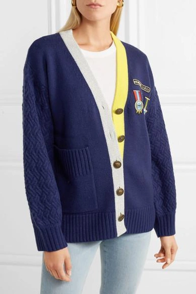 Shop Mira Mikati Embroidered Appliquéd Wool-blend Cardigan