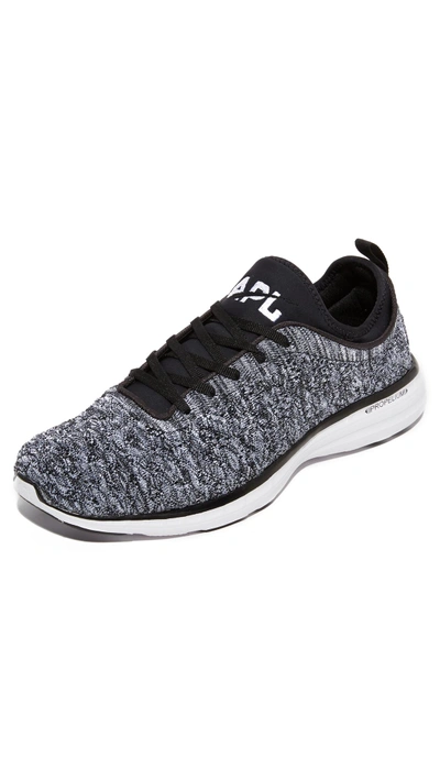 Shop Apl Athletic Propulsion Labs Techloom Phantom Running Sneakers In Black/white/melange